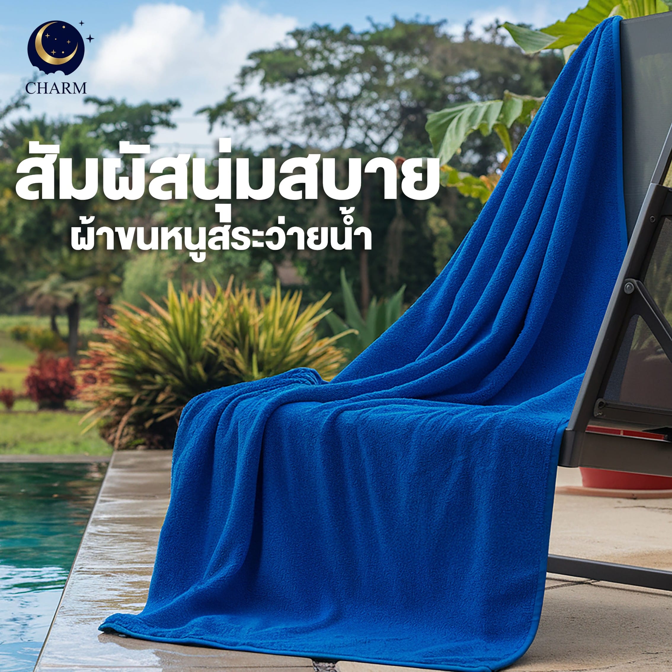 ผ้าขนหนู CHARM POOL ขนาด 100X150 ซม. สี ROYAL BLUE_6